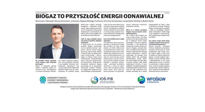Biogaz to przyszłość energii odnawialnej – rozmowa z Maciejem Borzyszkowskim
