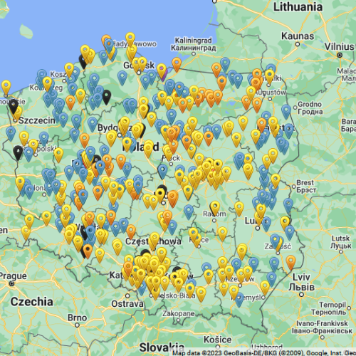 Mapa biogazowni rolniczych w Polsce